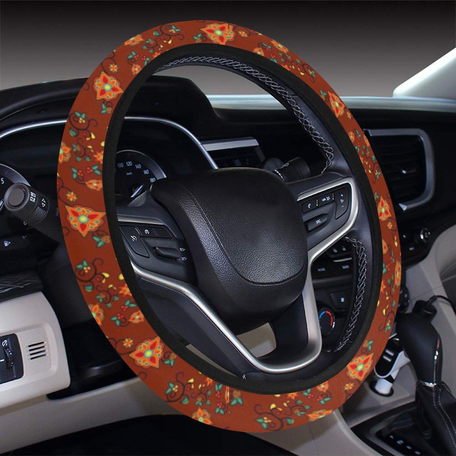 Fire Bloom Shade Steering Wheel Cover with Elastic Edge Steering Wheel Cover with Elastic Edge e-joyer