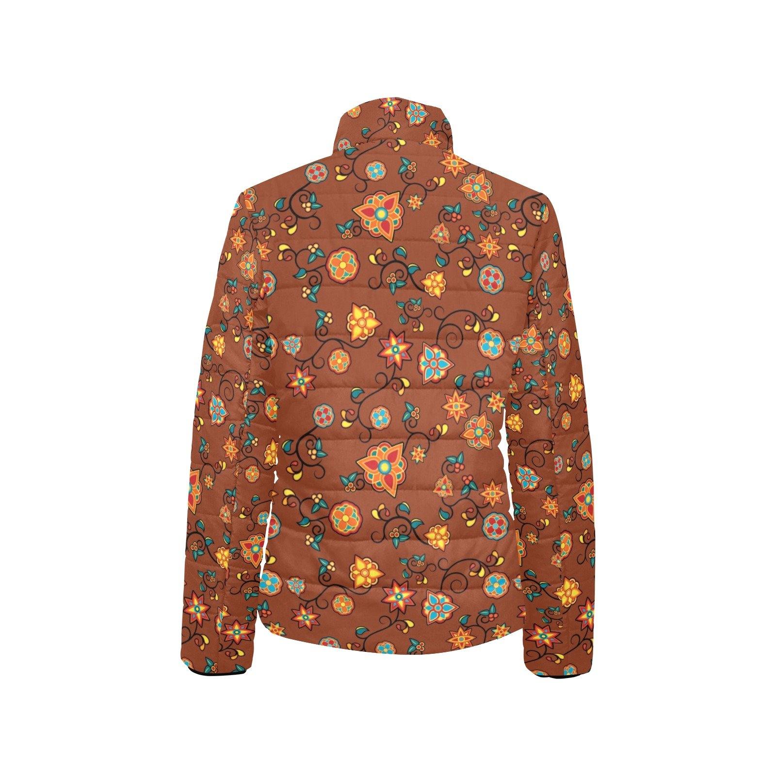 Fire Bloom Shade Women's Stand Collar Padded Jacket (Model H41) jacket e-joyer