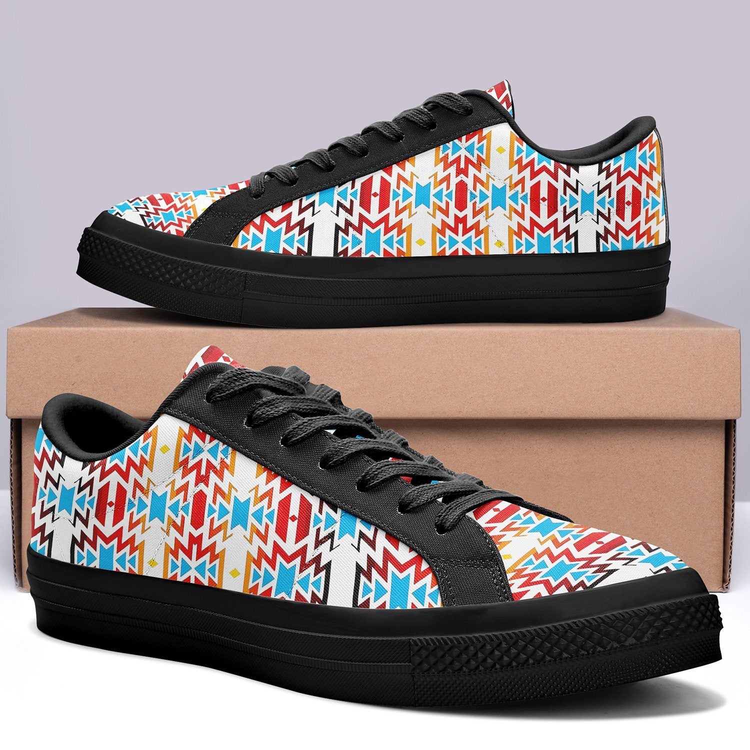 Fire Colors and Sky Aapisi Low Top Canvas Shoes Black Sole 49 Dzine