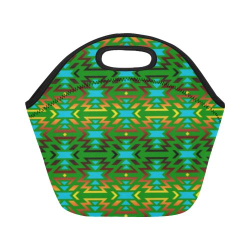 Fire Colors and Sky Green Neoprene Lunch Bag/Small (Model 1669) Neoprene Lunch Bag/Small (1669) e-joyer