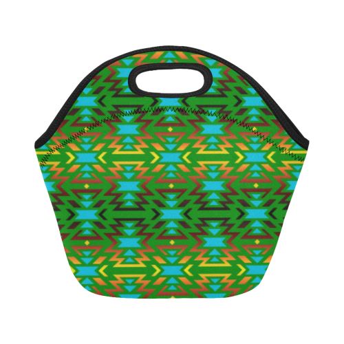 Fire Colors and Sky Green Neoprene Lunch Bag/Small (Model 1669) Neoprene Lunch Bag/Small (1669) e-joyer