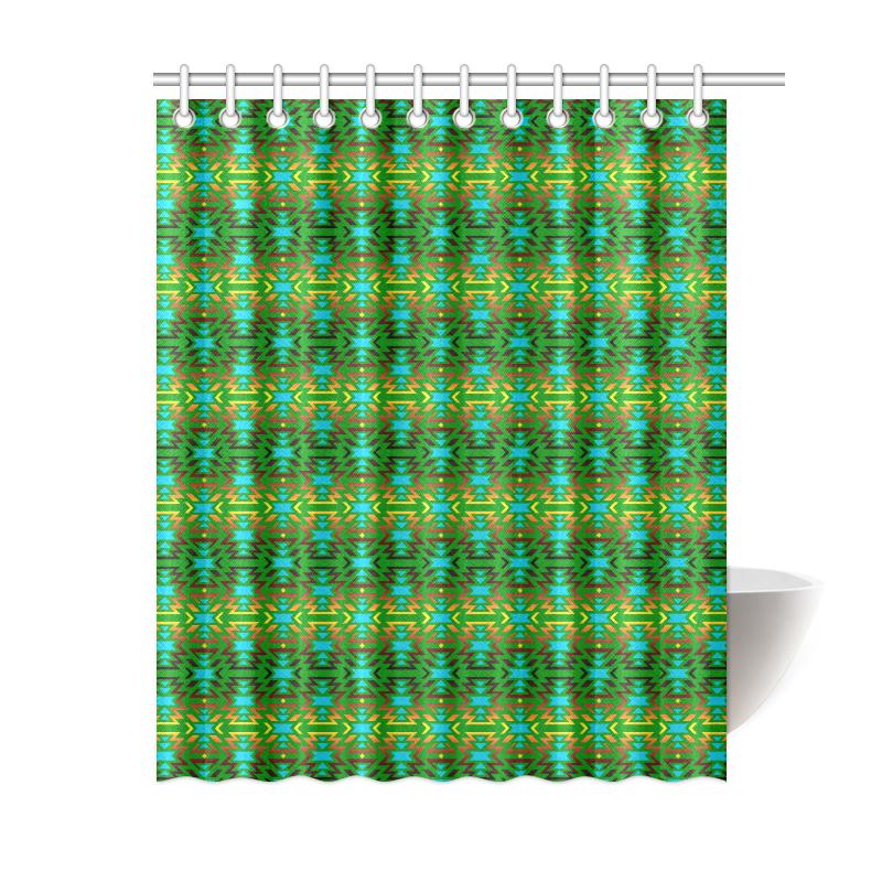 Fire Colors and Sky Green Shower Curtain 60"x72" Shower Curtain 60"x72" e-joyer