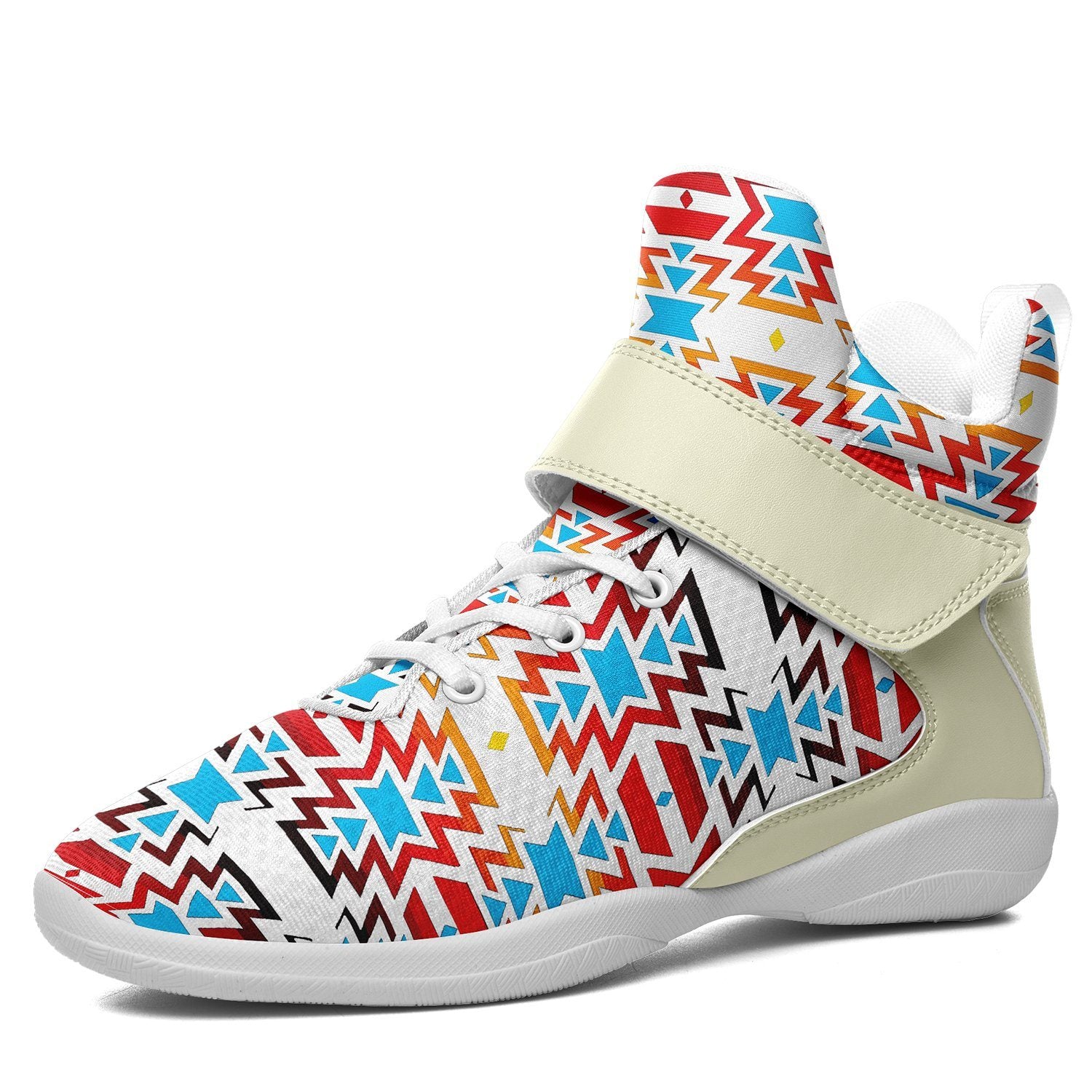 Fire Colors and Sky Ipottaa Basketball / Sport High Top Shoes 49 Dzine US Women 4.5 / US Youth 3.5 / EUR 35 White Sole with Cream Strap
