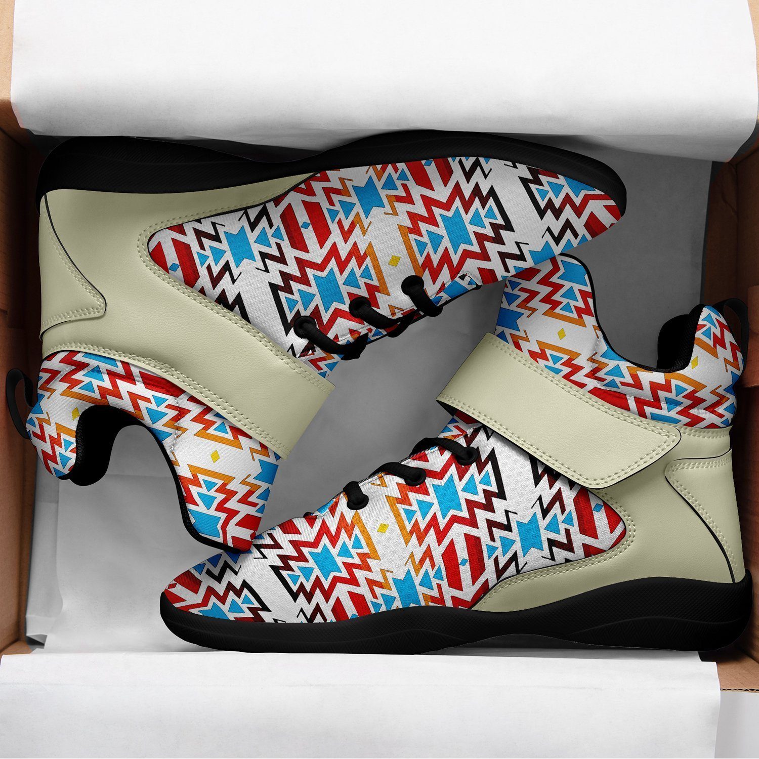 Fire Colors and Sky Ipottaa Basketball / Sport High Top Shoes - Black Sole 49 Dzine