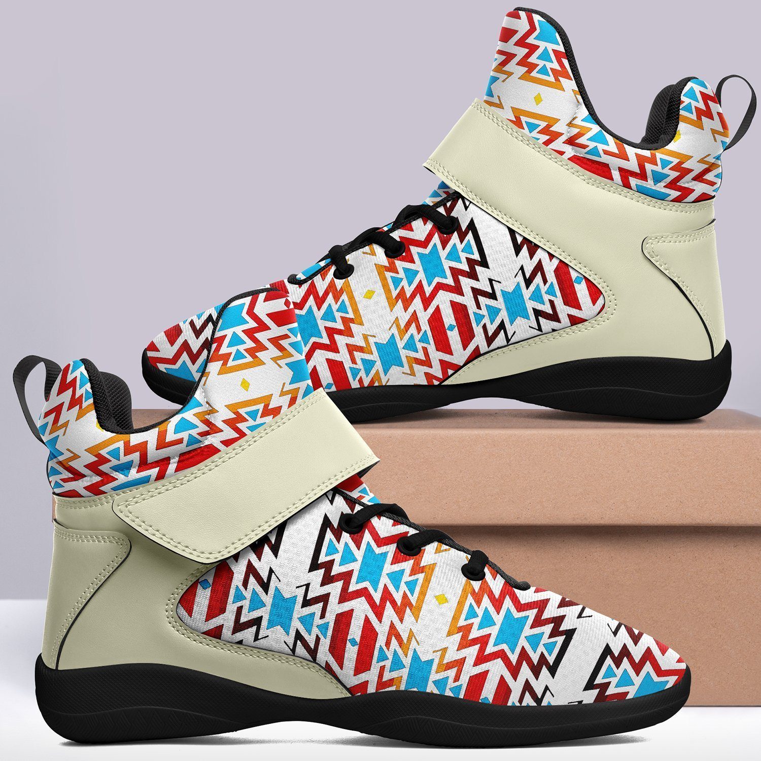 Fire Colors and Sky Ipottaa Basketball / Sport High Top Shoes - Black Sole 49 Dzine