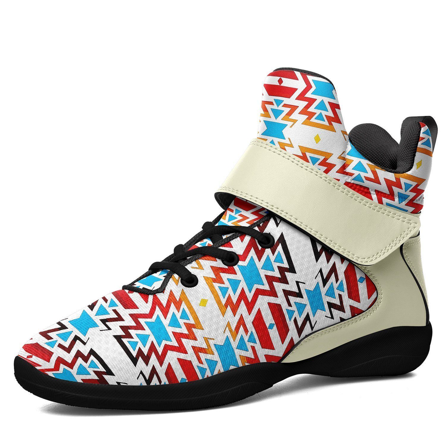 Fire Colors and Sky Ipottaa Basketball / Sport High Top Shoes - Black Sole 49 Dzine US Men 7 / EUR 40 Black Sole with Cream Strap