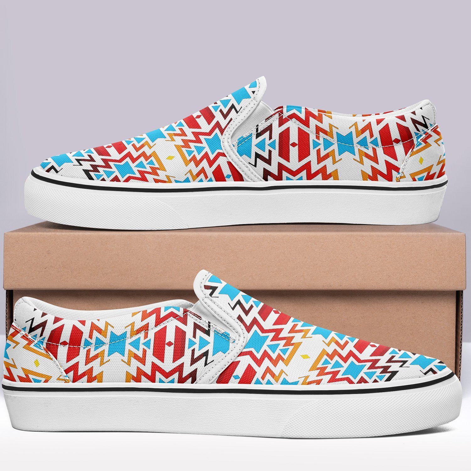 Fire Colors and Sky Otoyimm Kid's Canvas Slip On Shoes 49 Dzine