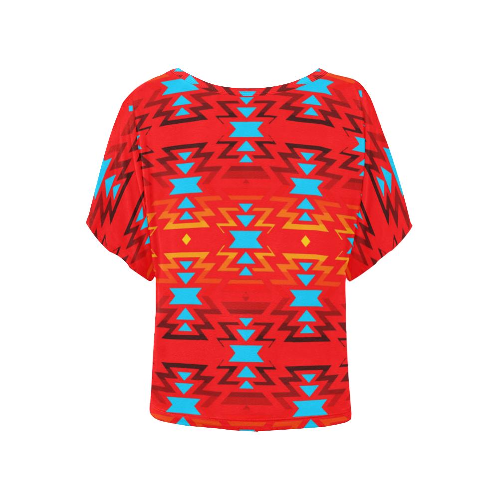 Fire Colors and Sky Sierra Women's Batwing-Sleeved Blouse T shirt (Model T44) Women's Batwing-Sleeved Blouse T shirt (T44) e-joyer