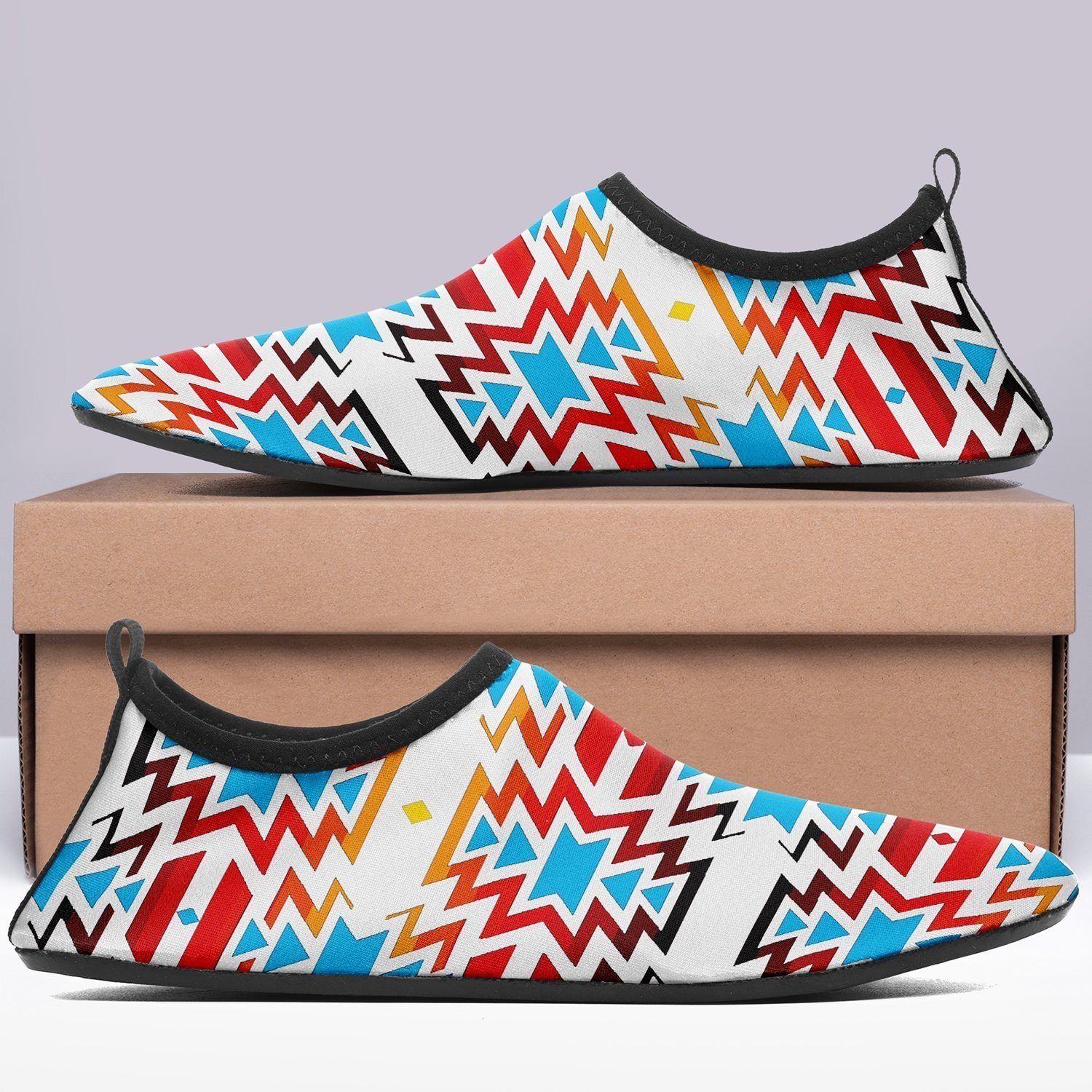 Fire Colors and Sky Sockamoccs Kid's Slip On Shoes 49 Dzine