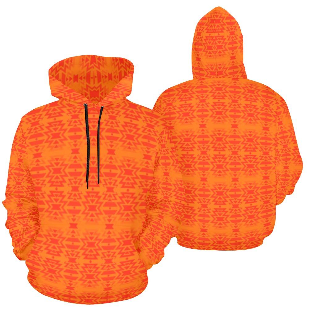 Fire Colors and Turquoise All Over Print Hoodie for Women (USA Size) (Model H13) All Over Print Hoodie for Women (H13) e-joyer