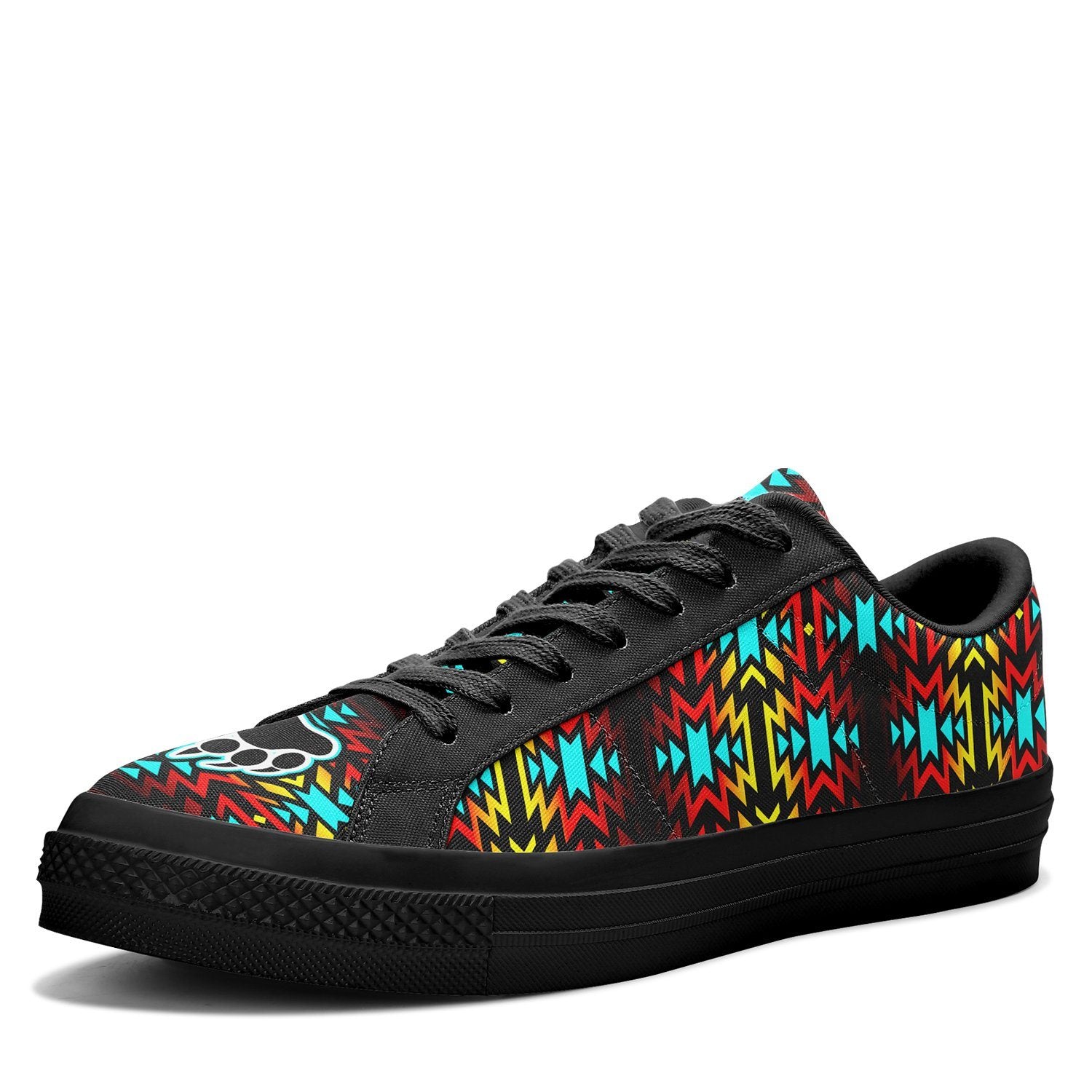 Fire Colors and Turquoise Bearpaw Aapisi Low Top Canvas Shoes Black Sole 49 Dzine