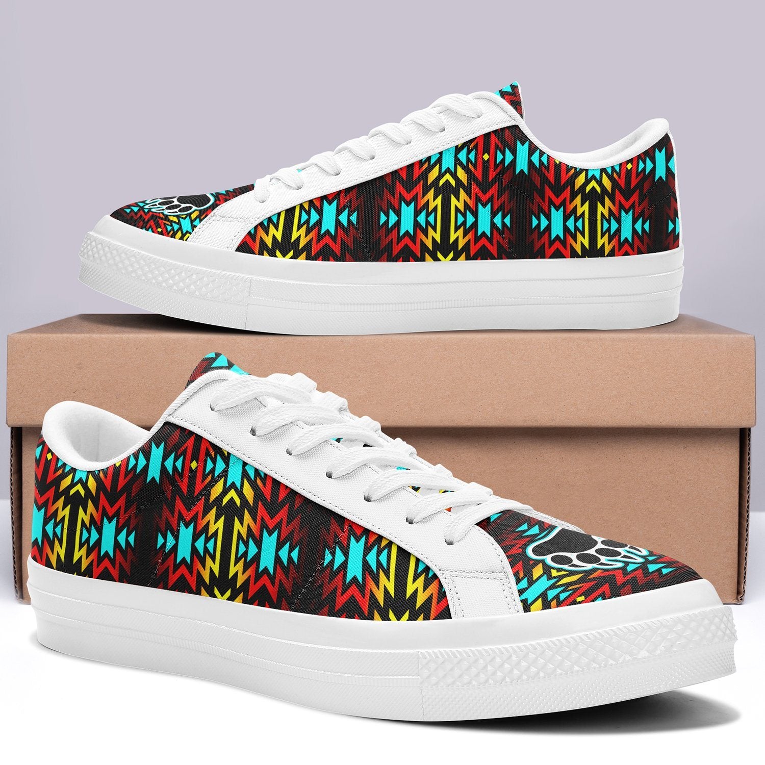 Fire Colors and Turquoise Bearpaw Aapisi Low Top Canvas Shoes White Sole 49 Dzine