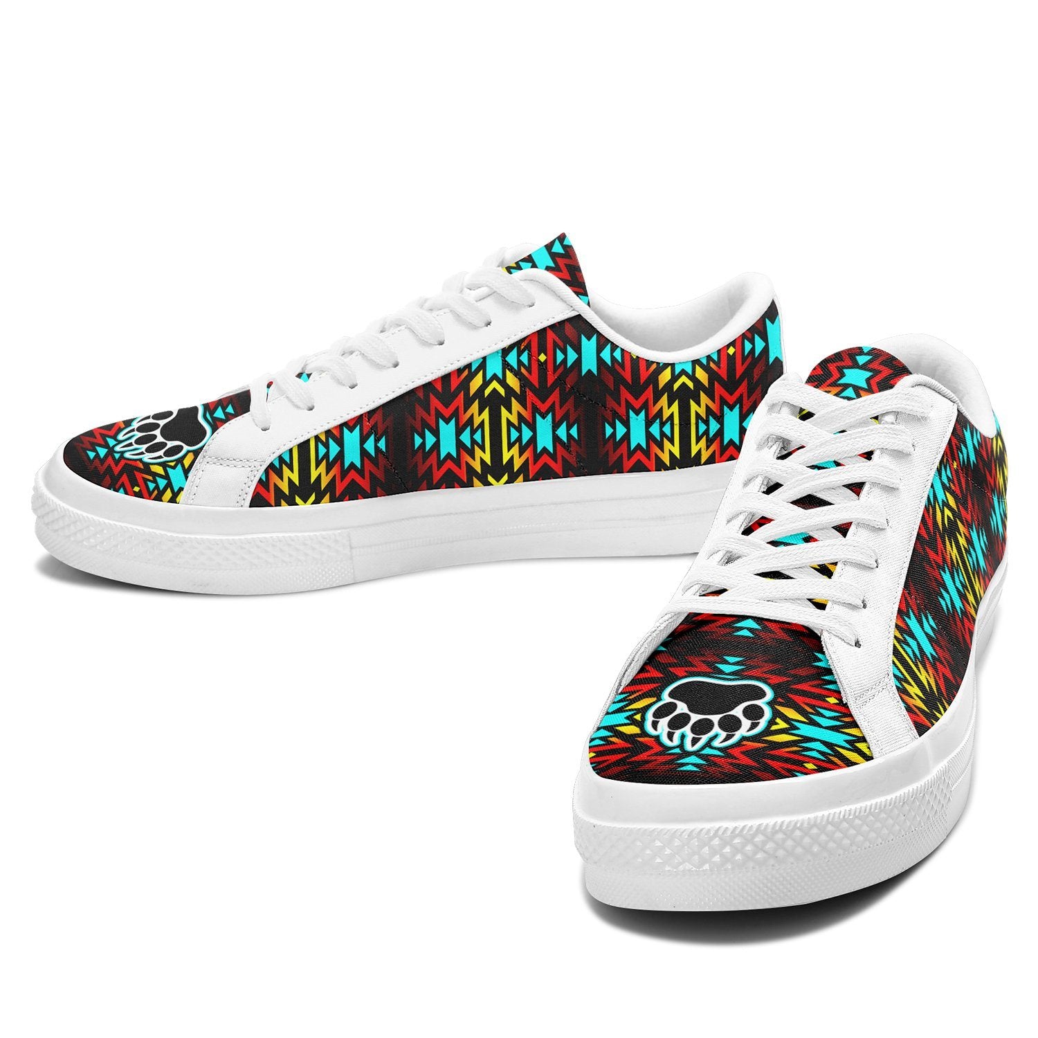 Fire Colors and Turquoise Bearpaw Aapisi Low Top Canvas Shoes White Sole 49 Dzine