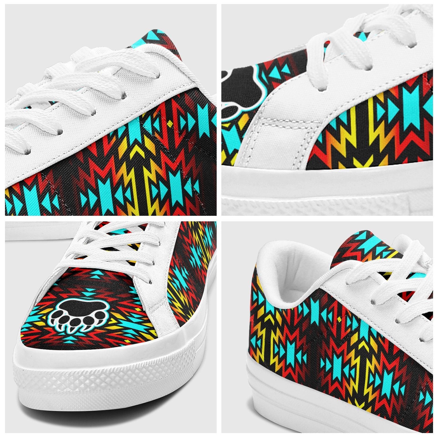 Fire Colors and Turquoise Bearpaw Aapisi Low Top Canvas Shoes White Sole 49 Dzine