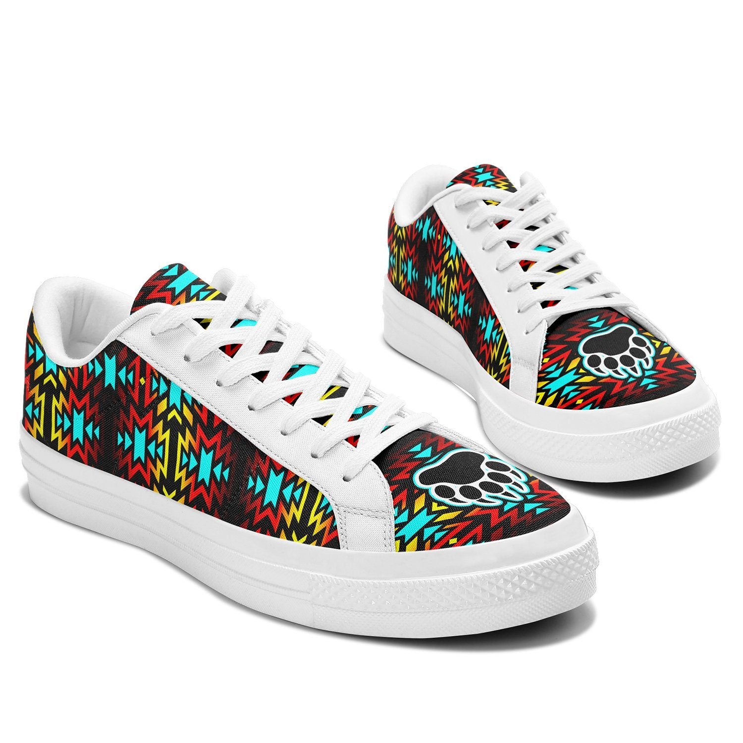 Fire Colors and Turquoise Bearpaw Aapisi Low Top Canvas Shoes White Sole 49 Dzine