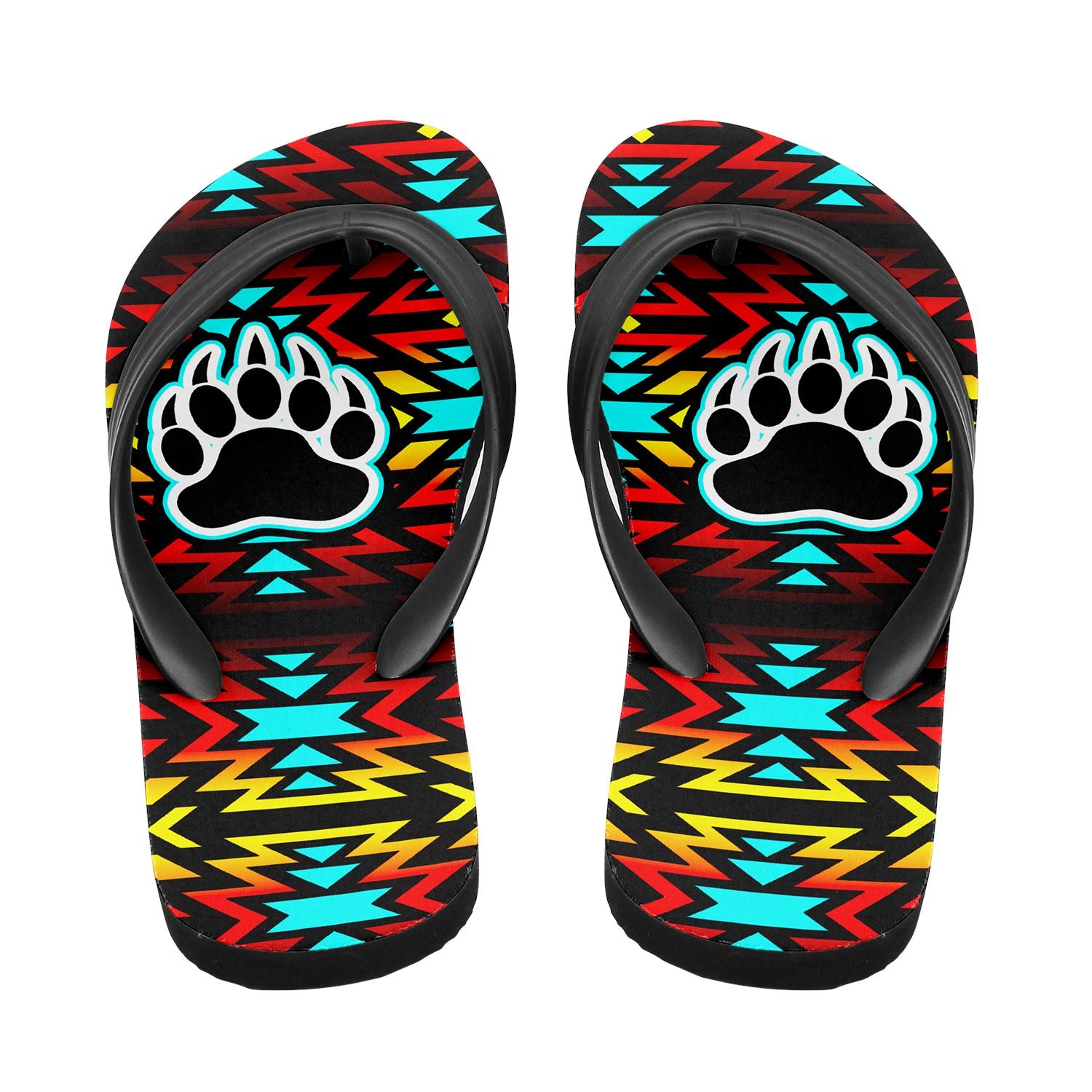 Fire Colors and Turquoise Bearpaw Flip Flops 49 Dzine