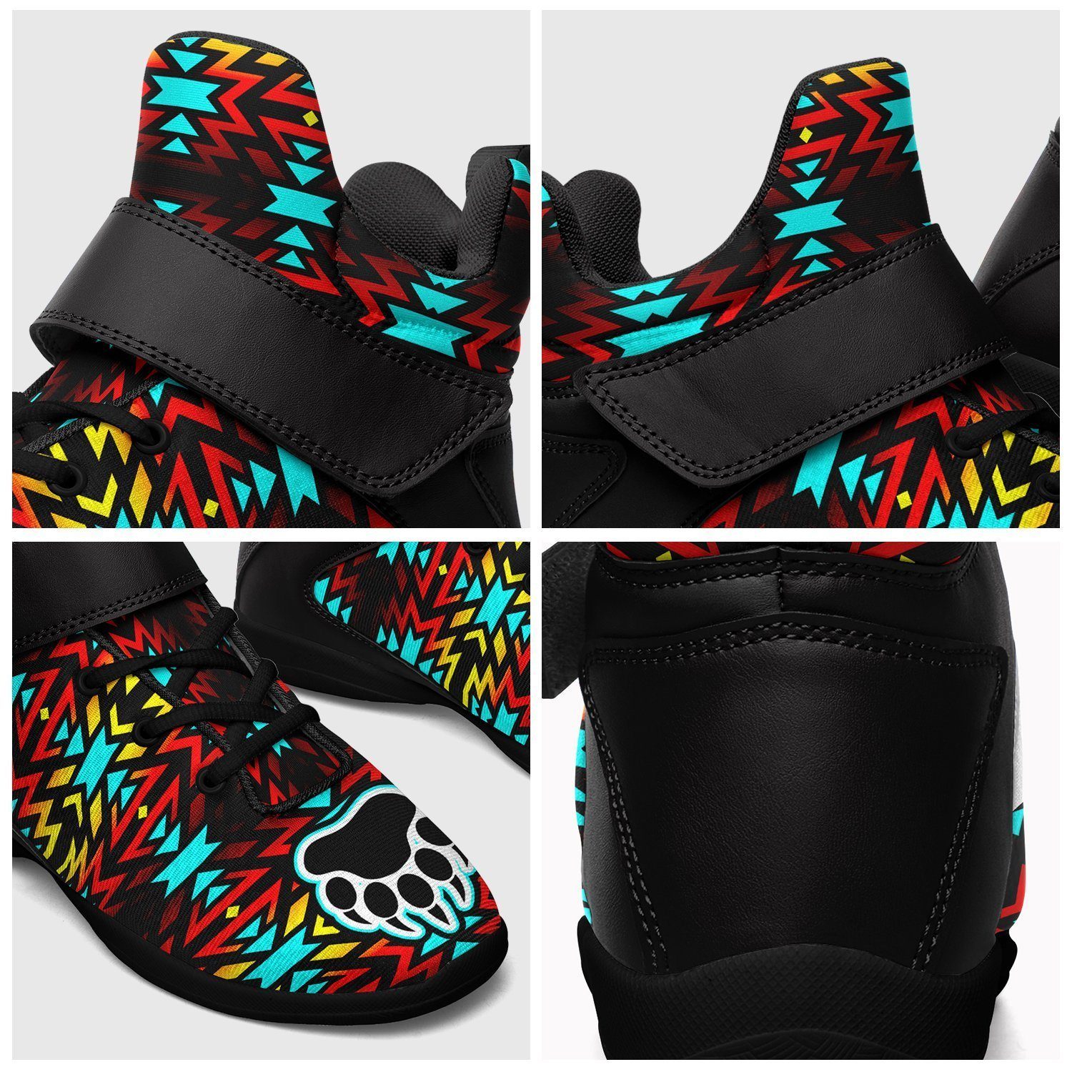 Fire Colors and Turquoise Bearpaw Ipottaa Basketball / Sport High Top Shoes - Black Sole 49 Dzine