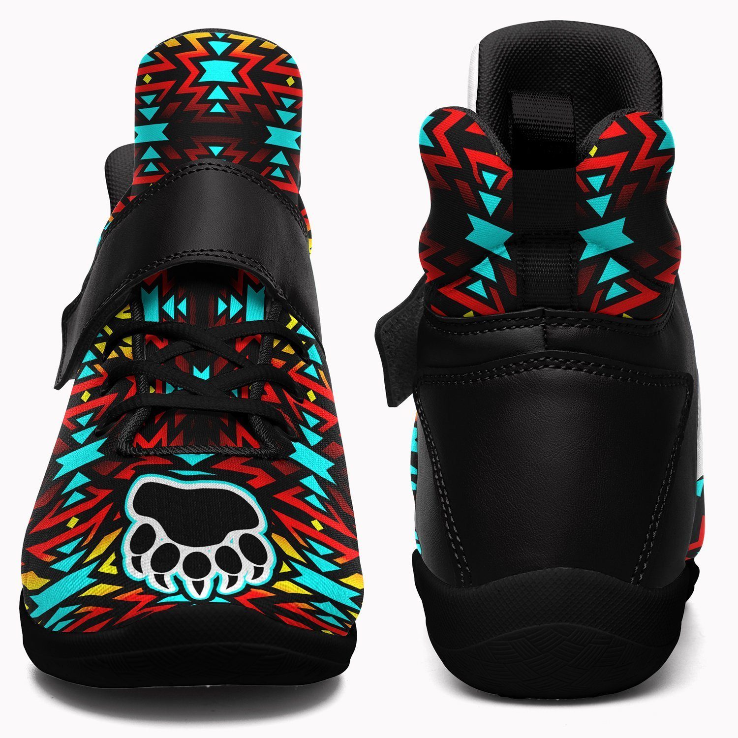 Fire Colors and Turquoise Bearpaw Ipottaa Basketball / Sport High Top Shoes - Black Sole 49 Dzine
