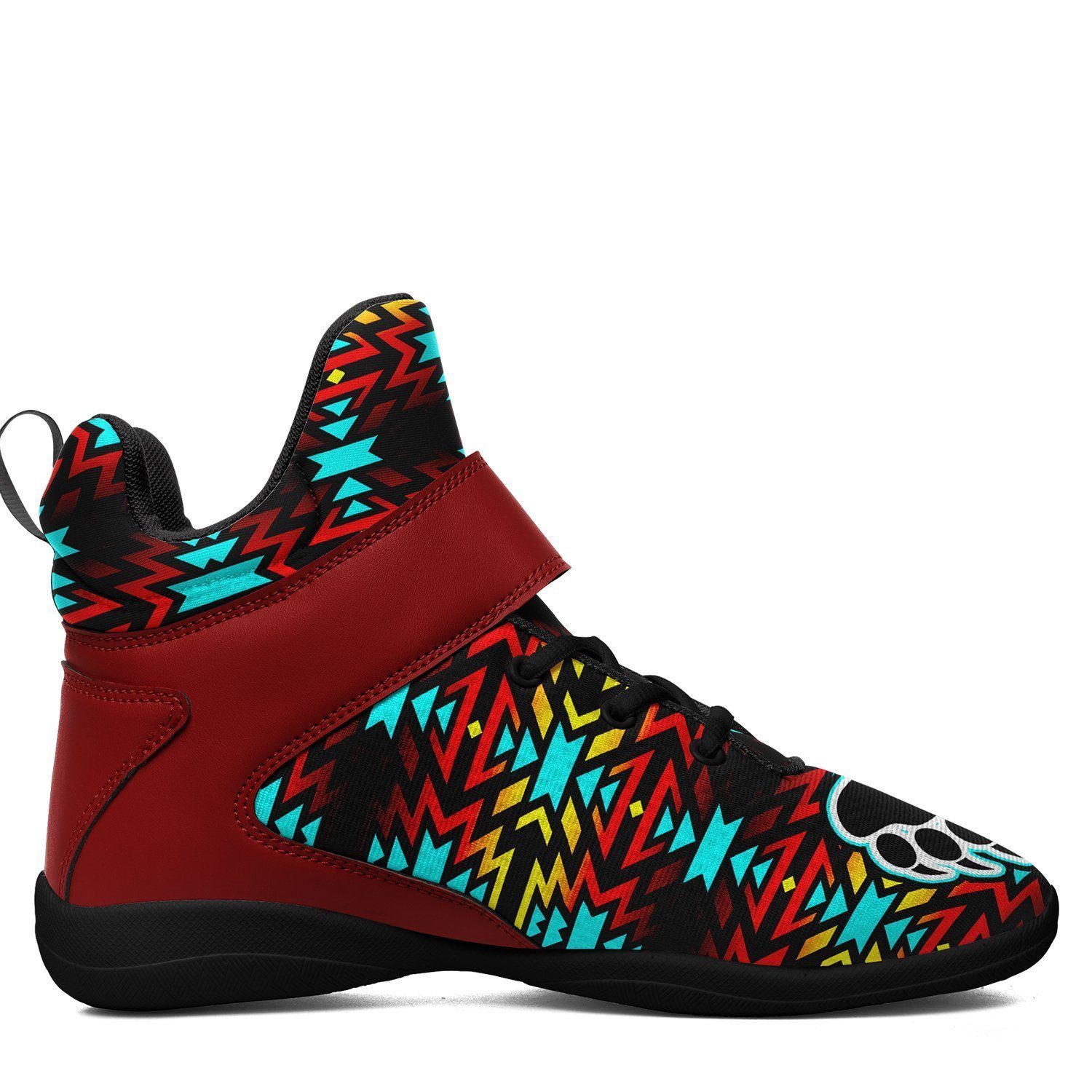 Fire Colors and Turquoise Bearpaw Ipottaa Basketball / Sport High Top Shoes - Black Sole 49 Dzine