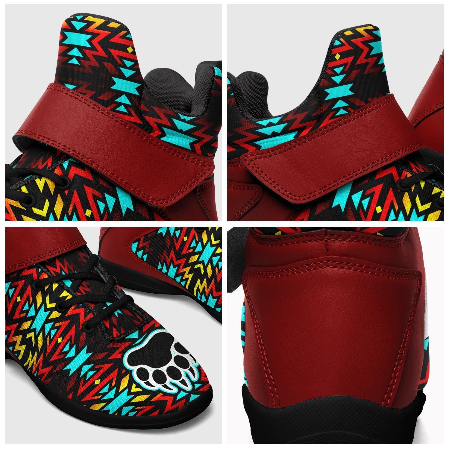 Fire Colors and Turquoise Bearpaw Ipottaa Basketball / Sport High Top Shoes - Black Sole 49 Dzine