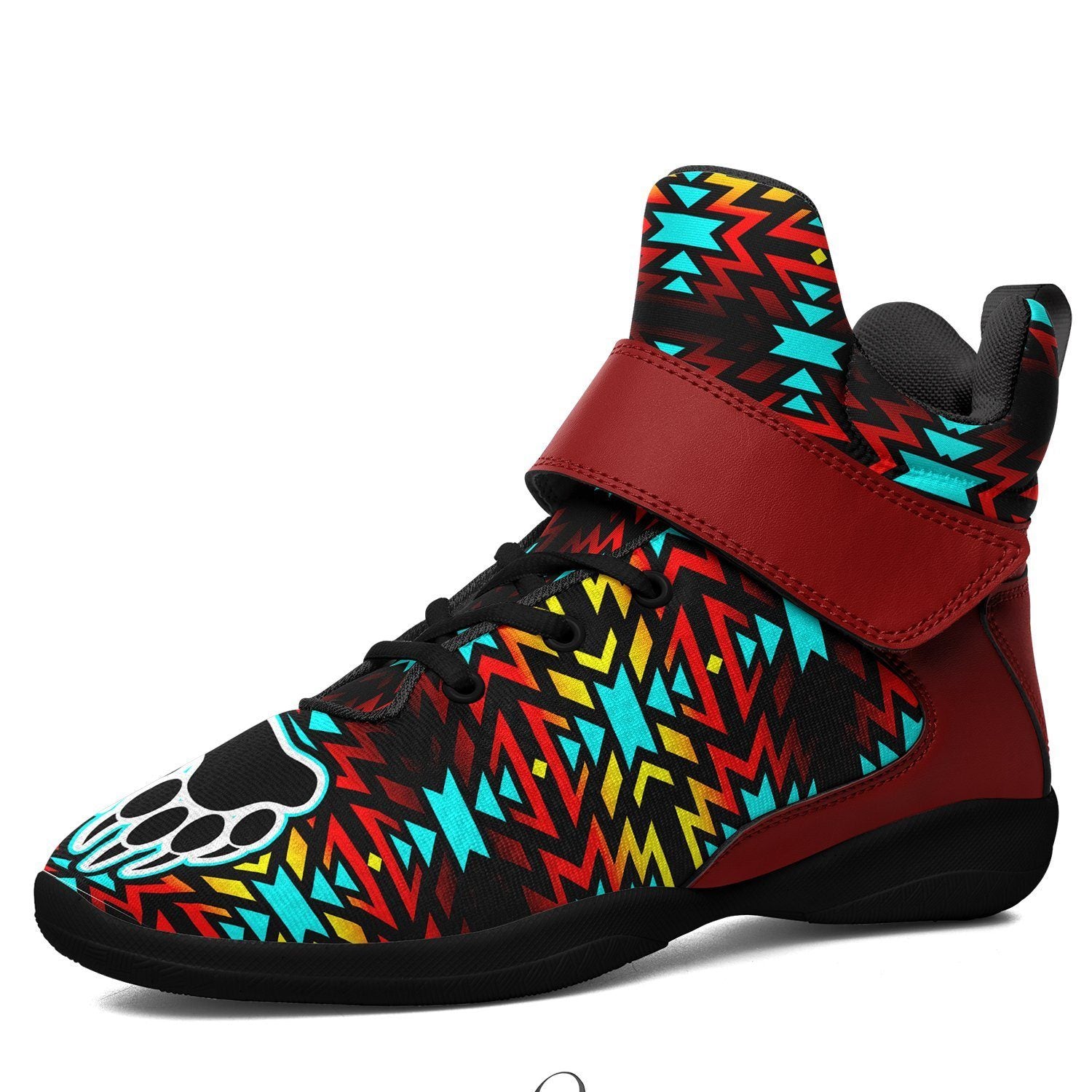 Fire Colors and Turquoise Bearpaw Ipottaa Basketball / Sport High Top Shoes ipottaa Herman US Women 8 / US Youth 7 / EUR 39 Black Sole with Dark Red Strap