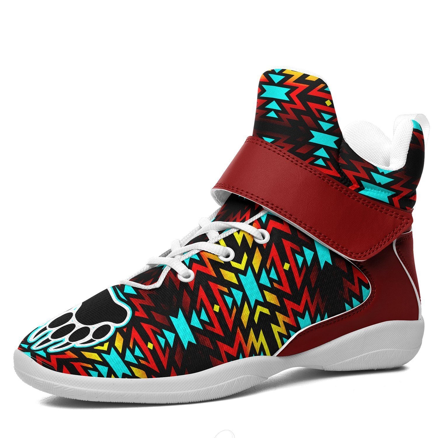 Fire Colors and Turquoise Bearpaw Ipottaa Basketball / Sport High Top Shoes ipottaa Herman US Women 8 / US Youth 7 / EUR 39 White Sole with Dark Red Strap