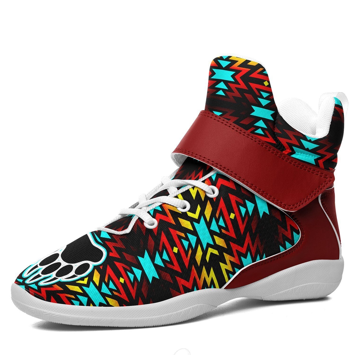 Fire Colors and Turquoise Bearpaw Ipottaa Basketball / Sport High Top Shoes ipottaa Herman US Women 8 / US Youth 7 / EUR 39 White Sole with Dark Red Strap 