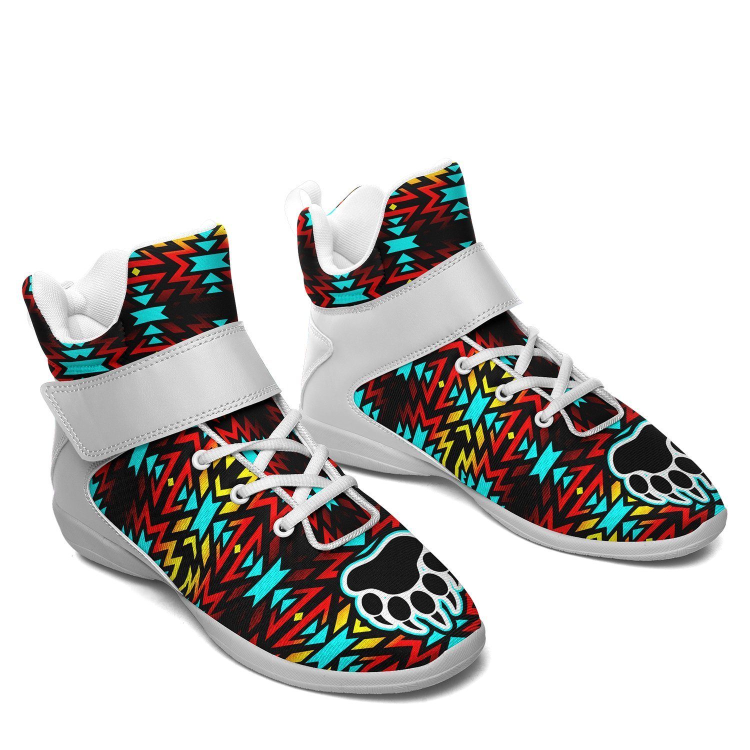 Fire Colors and Turquoise Bearpaw Kid's Ipottaa Basketball / Sport High Top Shoes 49 Dzine