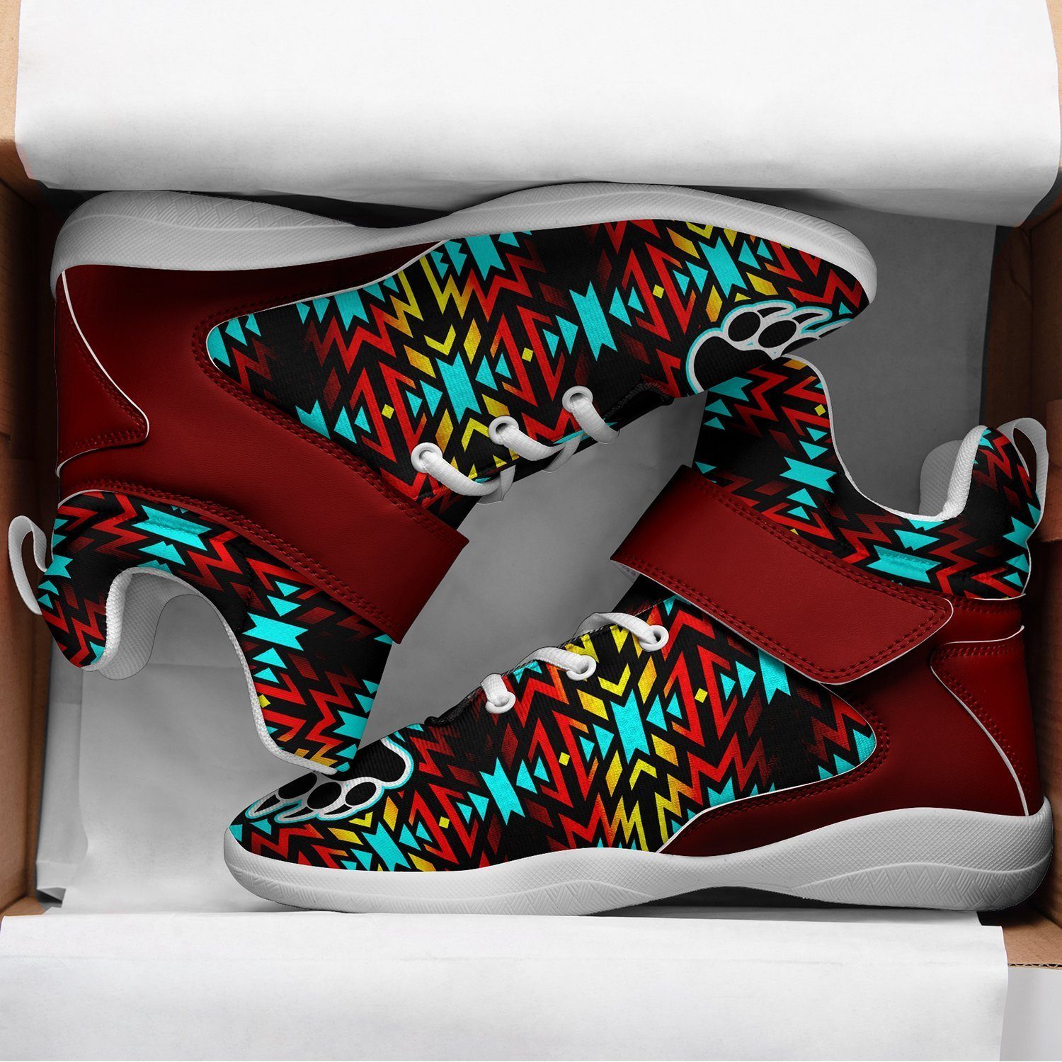 Fire Colors and Turquoise Bearpaw Kid's Ipottaa Basketball / Sport High Top Shoes 49 Dzine