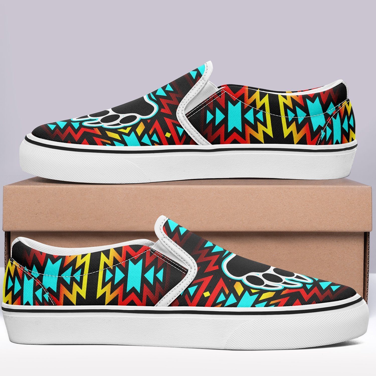 Fire Colors and Turquoise Bearpaw Otoyimm Kid's Canvas Slip On Shoes 49 Dzine