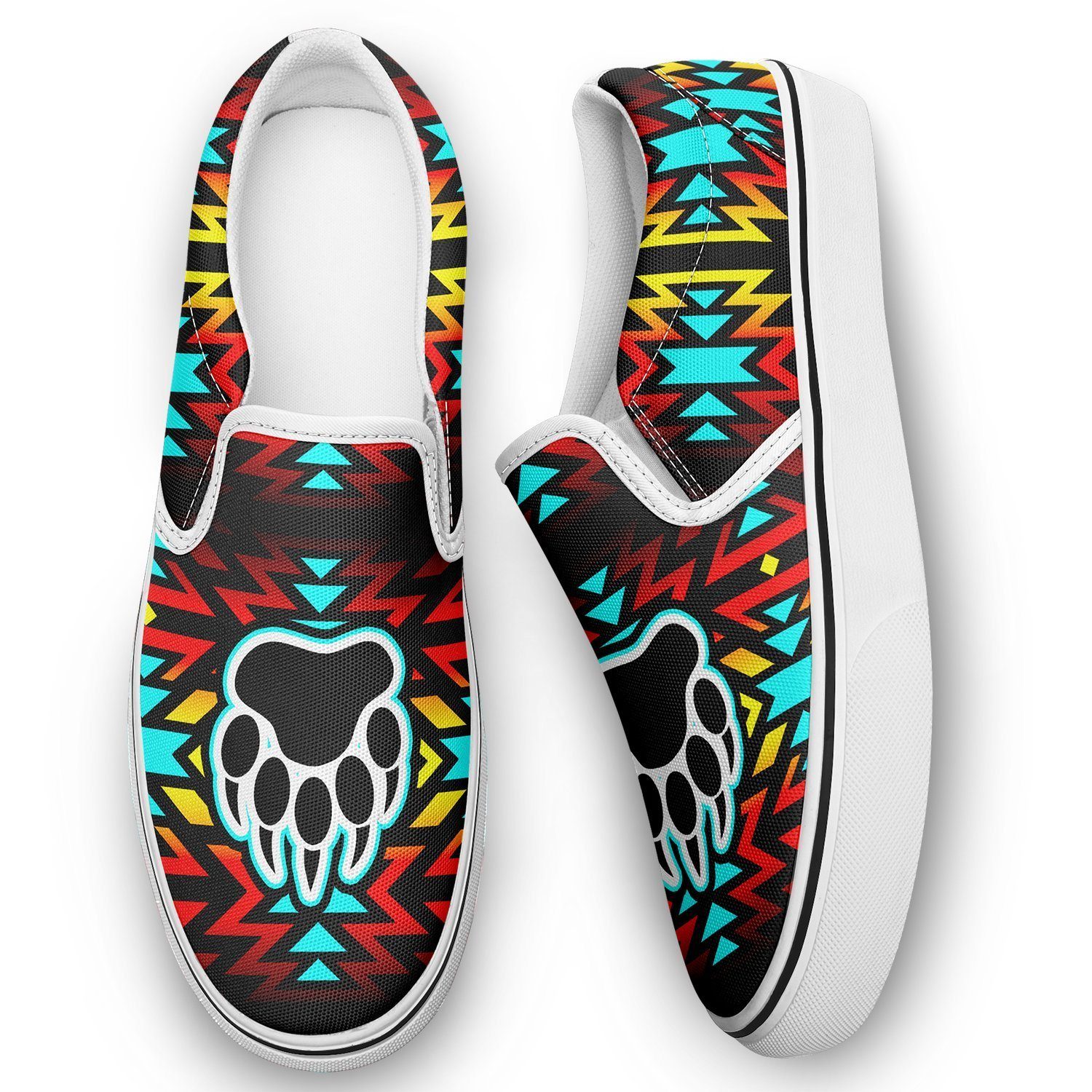 Fire Colors and Turquoise Bearpaw Otoyimm Kid's Canvas Slip On Shoes 49 Dzine