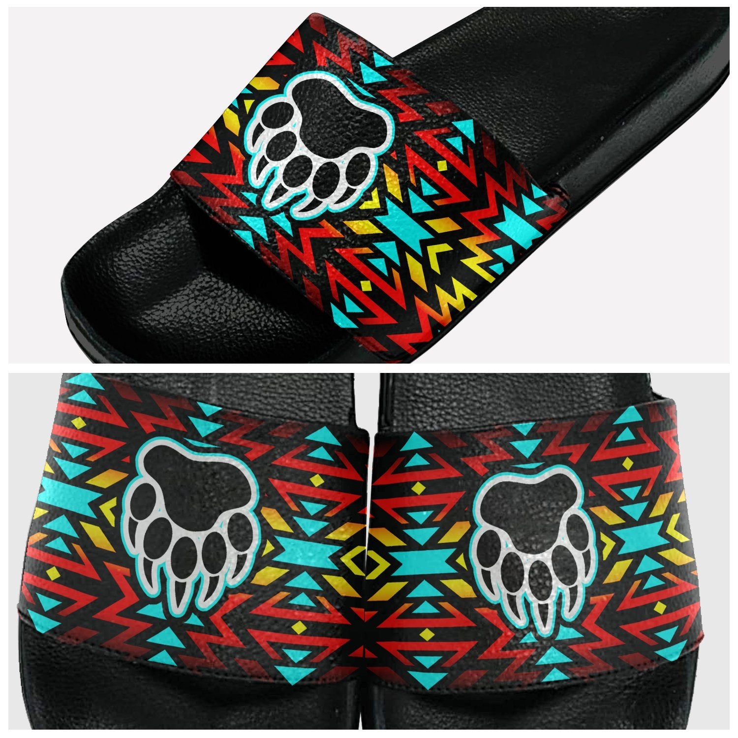 Fire Colors and Turquoise Bearpaw Slide Sandals 49 Dzine