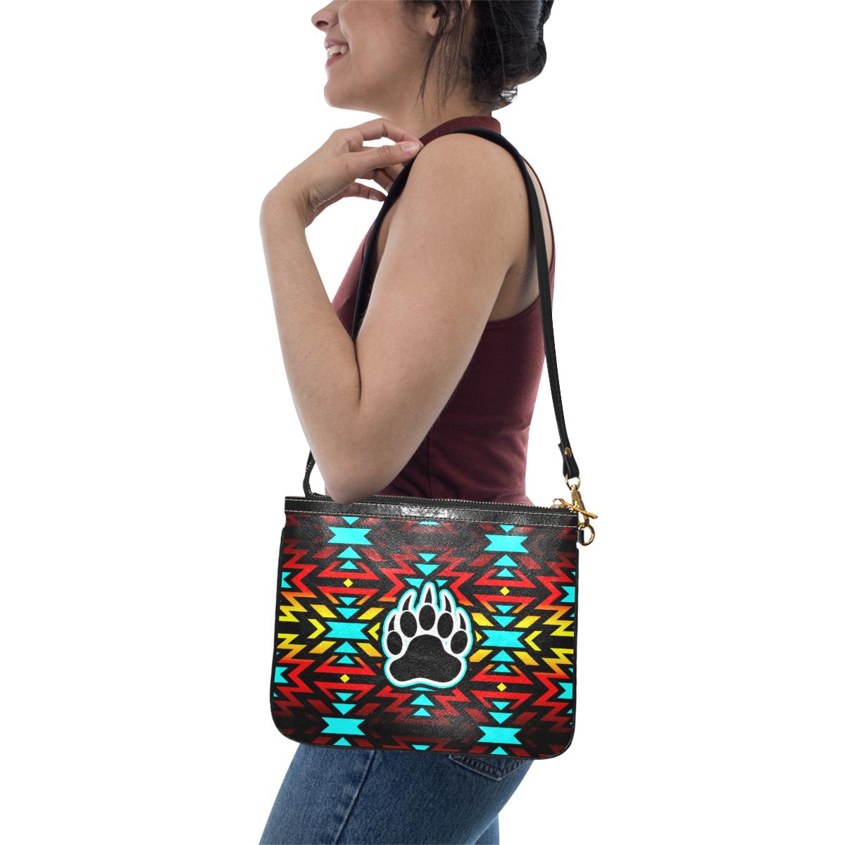 Fire Colors and Turquoise Bearpaw Small Shoulder Bag (Model 1710) Small Shoulder Bag (1710) e-joyer 