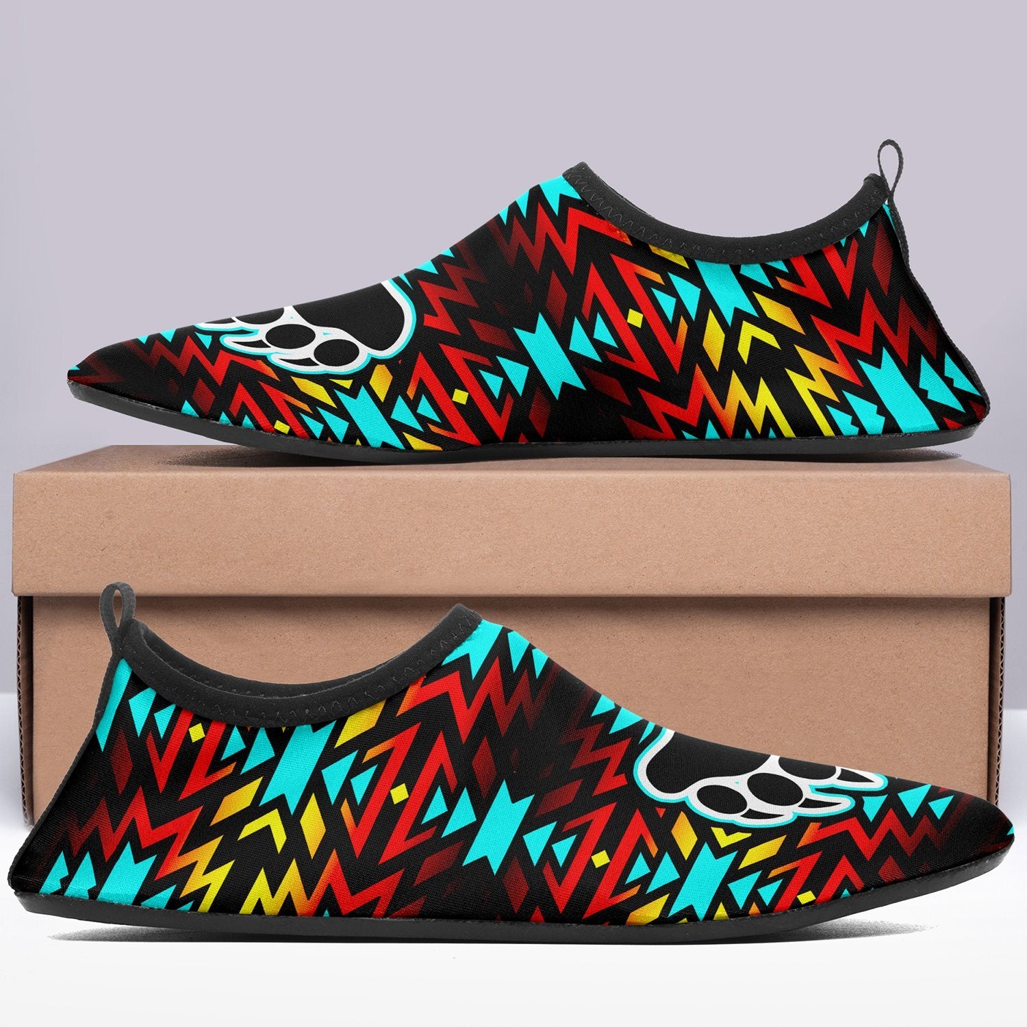 Fire Colors and Turquoise Bearpaw Sockamoccs Slip On Shoes 49 Dzine