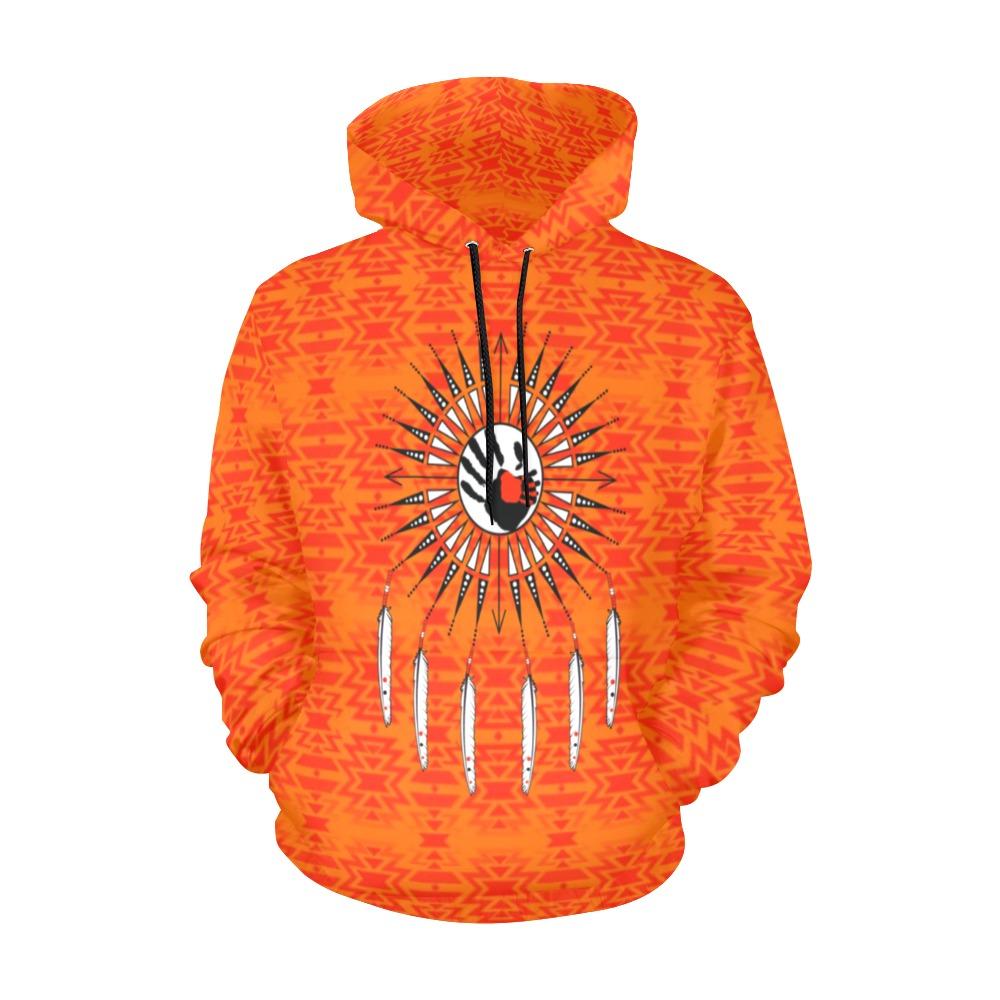 Fire Colors and Turquoise Feather Directions All Over Print Hoodie for Men (USA Size) (Model H13) All Over Print Hoodie for Men (H13) e-joyer
