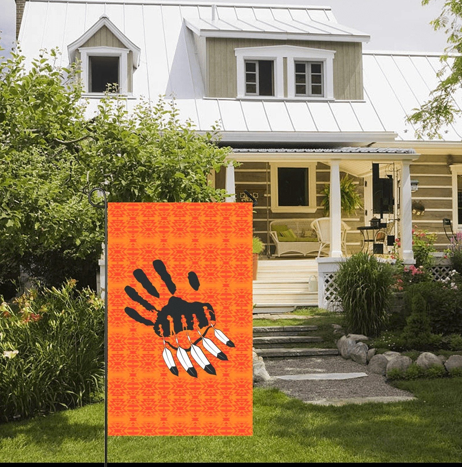 Fire Colors and Turquoise Orange - A feather for Each Garden Flag 36''x60'' (Two Sides Printing) Garden Flag 36‘’x60‘’ (Two Sides) e-joyer 