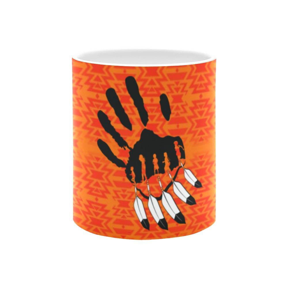 Fire Colors and Turquoise Orange A feather for each White Mug(11OZ) White Mug e-joyer