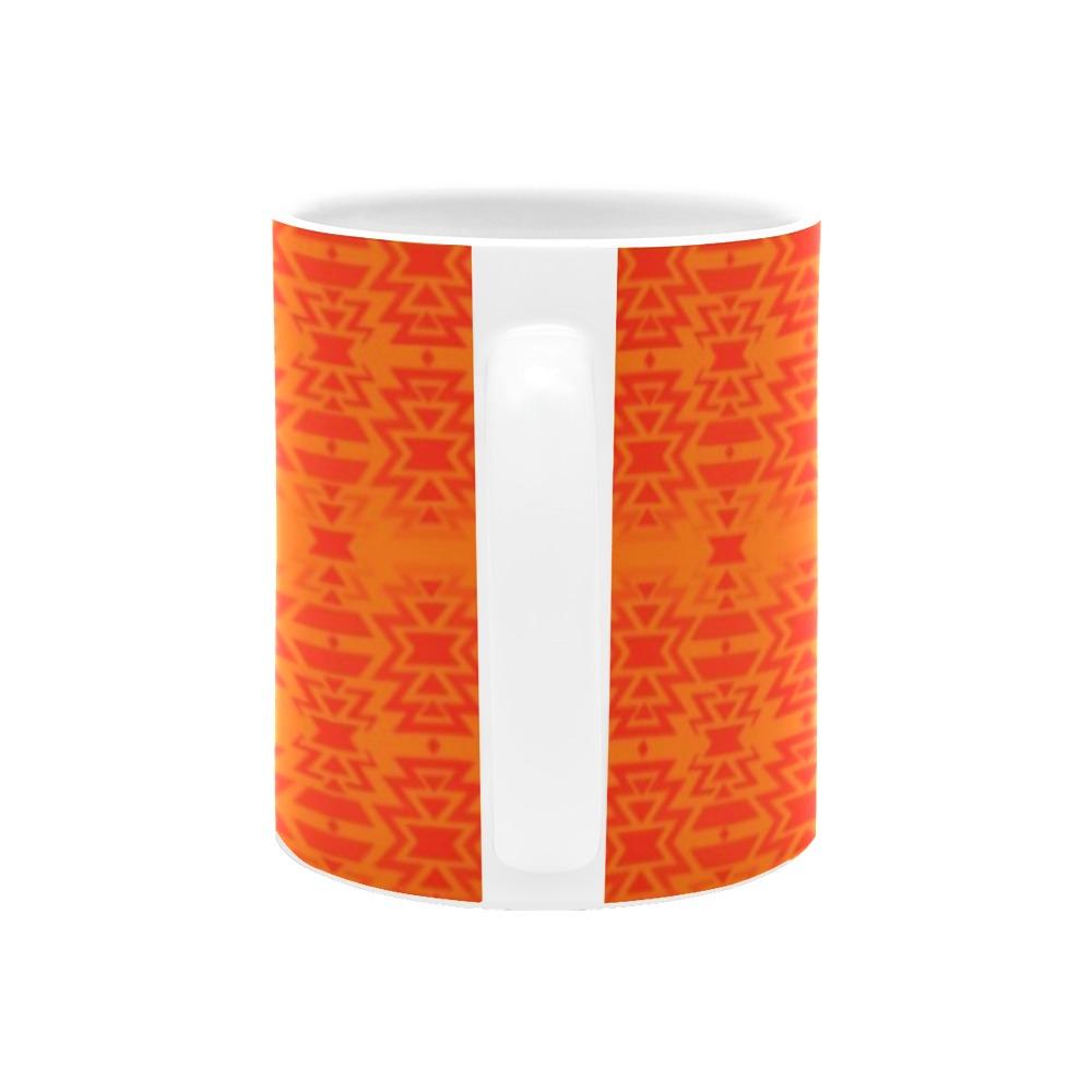 Fire Colors and Turquoise Orange A feather for each White Mug(11OZ) White Mug e-joyer