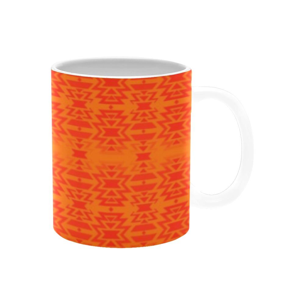 Fire Colors and Turquoise Orange A feather for each White Mug(11OZ) White Mug e-joyer