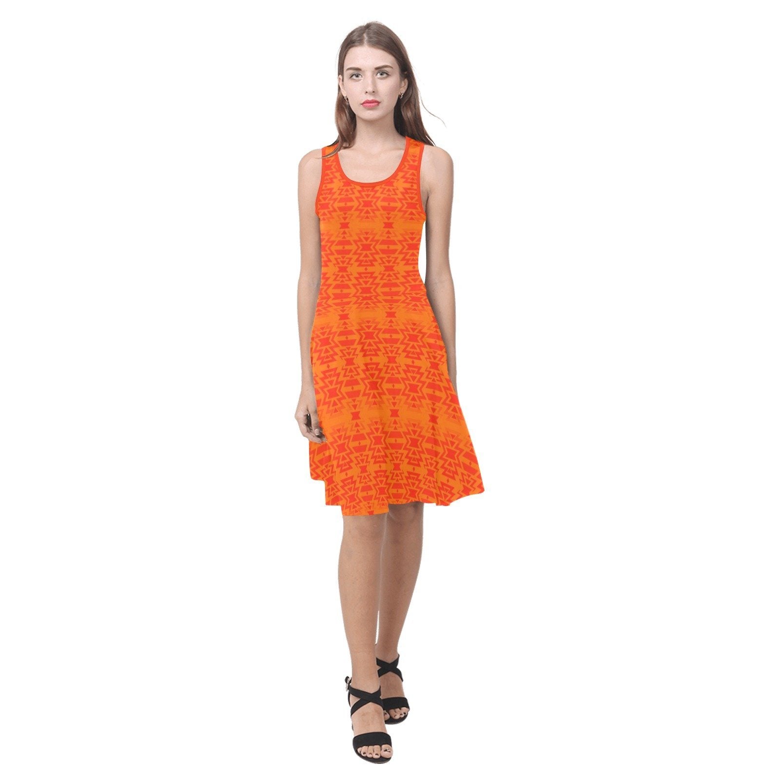 Fire Colors and Turquoise Orange Atalanta Sundress (Model D04) Atalanta Sundress (D04) e-joyer