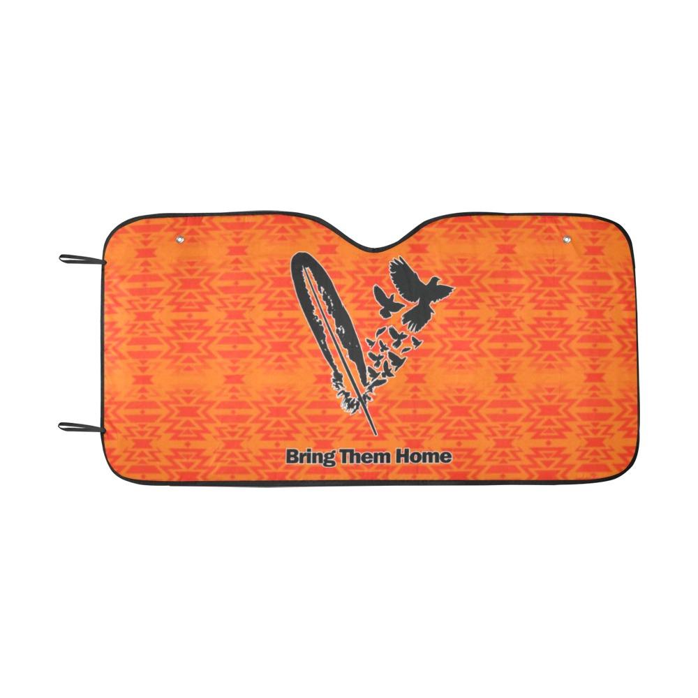Fire Colors and Turquoise Orange Bring Them Home Car Sun Shade 55"x30" Car Sun Shade e-joyer