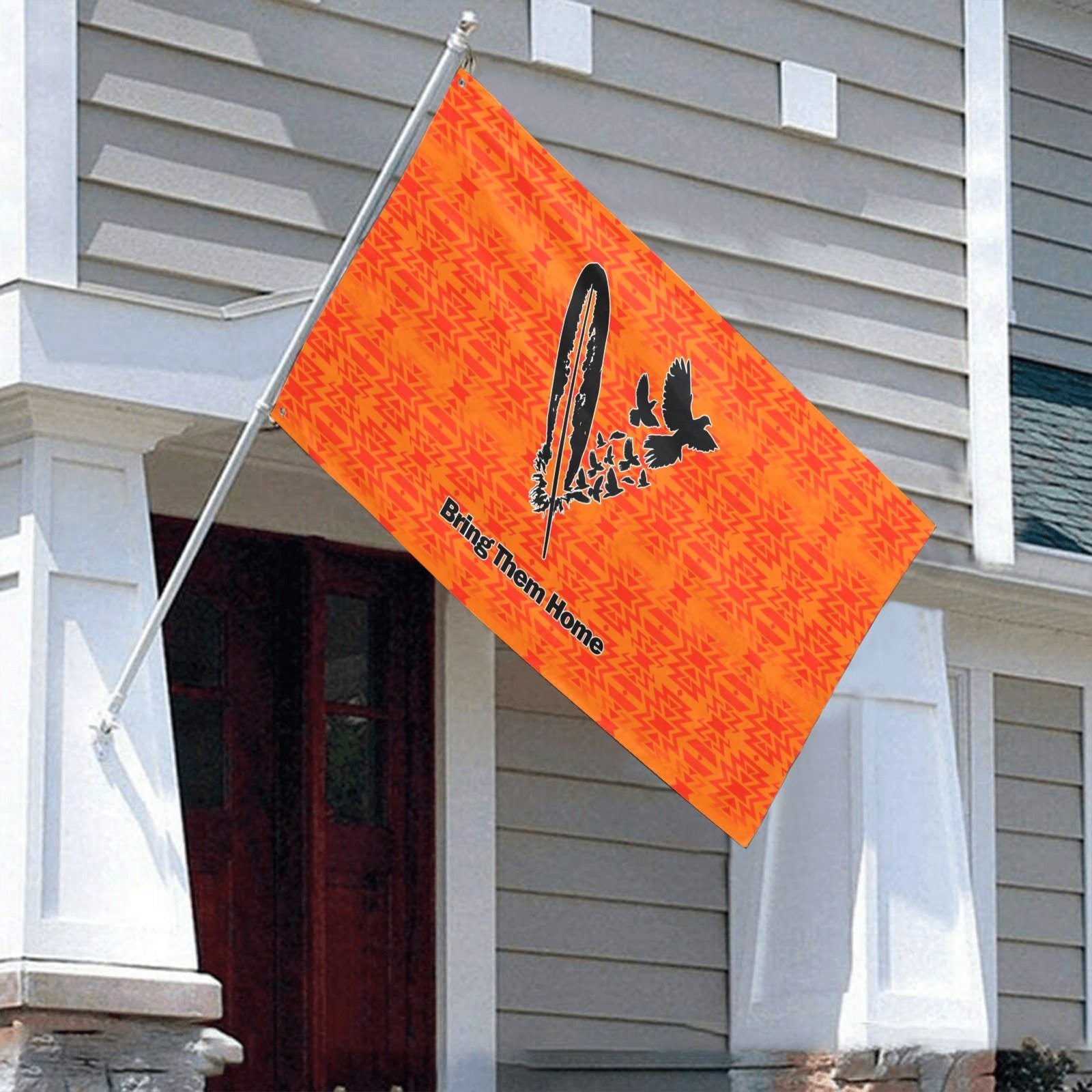 Fire Colors and Turquoise Orange Bring Them Home Garden Flag 59"x35" Garden Flag 59"x35" e-joyer