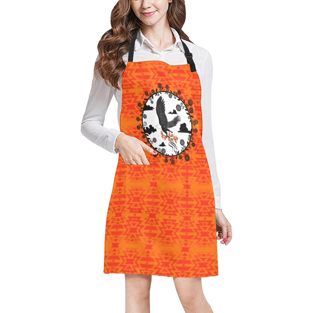 Fire Colors and Turquoise Orange Carrying Their Prayers All Over Print Apron All Over Print Apron e-joyer