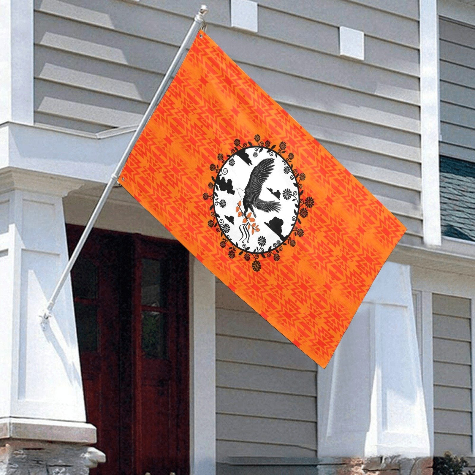 Fire Colors and Turquoise Orange Carrying Their Prayers Garden Flag 59"x35" Garden Flag 59"x35" e-joyer
