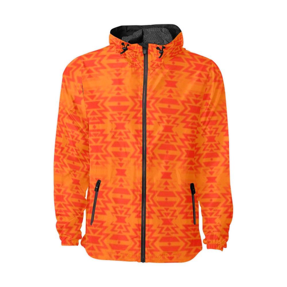 Fire Colors and Turquoise Orange Carrying Their Prayers Unisex All Over Print Windbreaker (Model H23) All Over Print Windbreaker for Men (H23) e-joyer