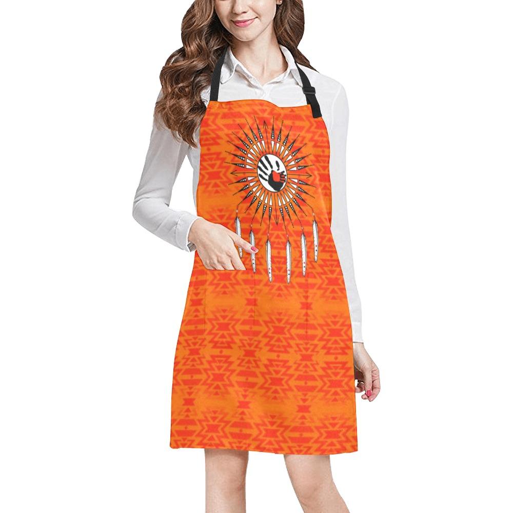 Fire Colors and Turquoise Orange Feather Directions All Over Print Apron All Over Print Apron e-joyer