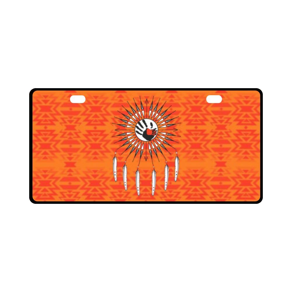Fire Colors and Turquoise Orange Feather Directions License Plate License Plate e-joyer