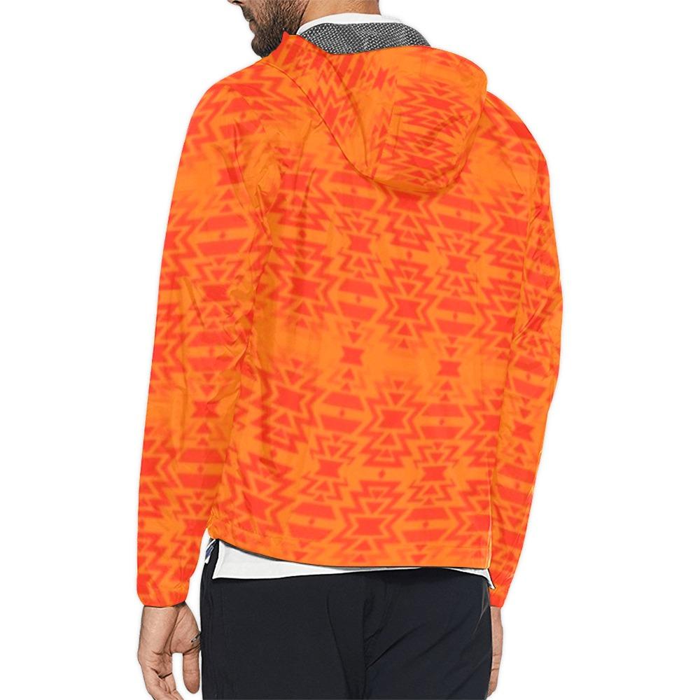 Fire Colors and Turquoise Orange Unisex All Over Print Windbreaker (Model H23) All Over Print Windbreaker for Men (H23) e-joyer