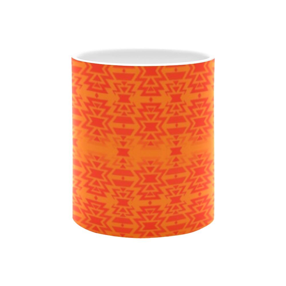 Fire Colors and Turquoise Orange White Mug(11OZ) White Mug e-joyer