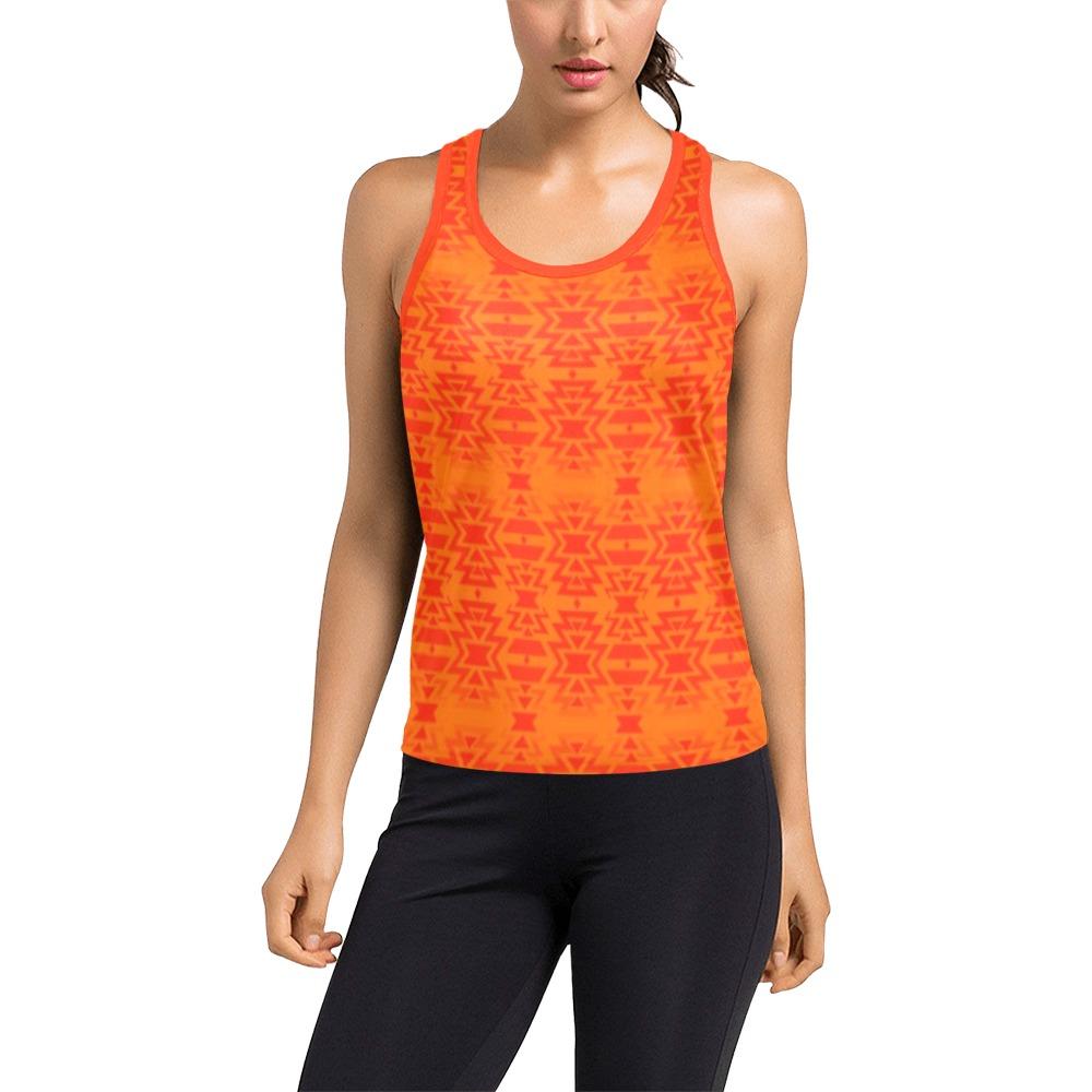 Fire Colors and Turquoise Orange Women's Racerback Tank Top (Model T60) Racerback Tank Top (T60) e-joyer